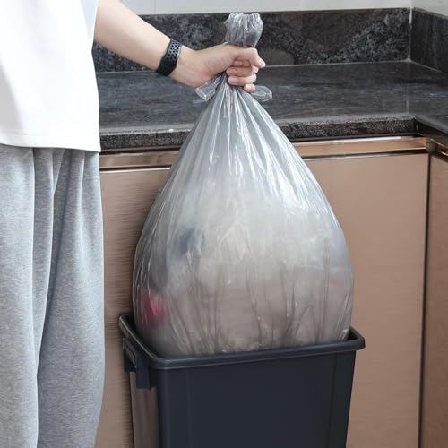 Image of ELLA Grey Garbage Bags 30 x 37 Inches 6 Rolls 60 Bags Extra Large Strong Trash Bags for Waste Disposal in Home Restaurant Office Outdoor Cleaning Bins With Check Duster Cloth Free