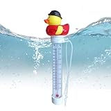 Opción de sujeción a la ropa: a largo plazo se incluye para evitar que los termómetros flotantes se caigan, mantenga un ojo en la temperatura del agua mientras su duck leisurely floats en el agua, gracias a esta opción práctica para tu piscina, spa, o tubo caliente