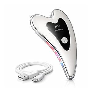 Face Massager with Red and Blue Light, Electric Gua Sha Facial Sculptor for Face Neck and Body, Heated Beauty Device with EMS and Vibration for Sculpting, Firming & Skincare
