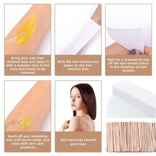 400 Piezas De Papel De Cera Caliente Para Depilación, Equipado Con 100 Piezas De Astillas De Madera Para Raspar, Herramientas De Depilación, Herramientas Para El Cuidado De La Belleza, Etc. - imagen 4