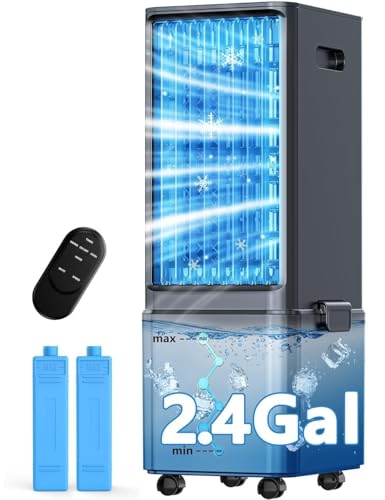 Image of COOLECH Windowless Air Conditioner w/ 4 Modes & 3 Speeds, Waterless Alert, 2.4-Gal Tank for 20H Cooling, 12H Timer, 20FT Remote, 70° Auto Swing Evaporative Air Cooler, Portable AC Unit for Bedroom