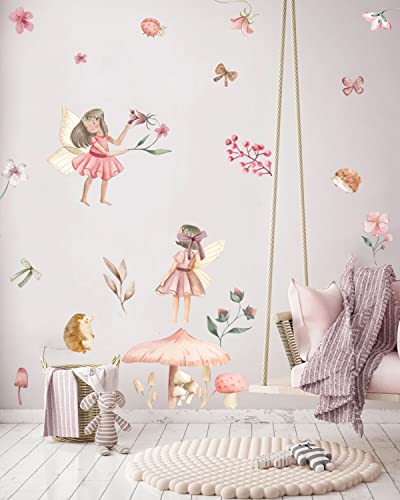 Vinyl Flower Angel Fairy Wall Decal Stickers Girls Room Decals Peel And Stick For Nursery Kids Bedroom Playroom Bathroom Wall Decor #TOP19
