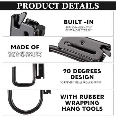8 Pack Heavy Duty E-Track J Hooks E-Track Hangers Accessories with Rubber Wrapping Hang Tools for Enclosed Trailer Cargo Van Semi-Trucks Trailer(Black)