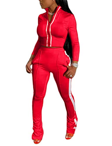 WOKANSE - Conjunto de ropa deportiva de dos piezas con estampado de manga corta para mujer - - Small