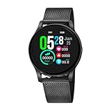 LOTUS Reloj Inteligente Mujer - Smartwatch de Acero Inoxidable Negro - Resistente al Agua IP65 - Control Música, Cuenta Pasos y Calorías, Teléfono, Deportes, Frecuencia Cardíaca, Monitor Sueño 50002/A