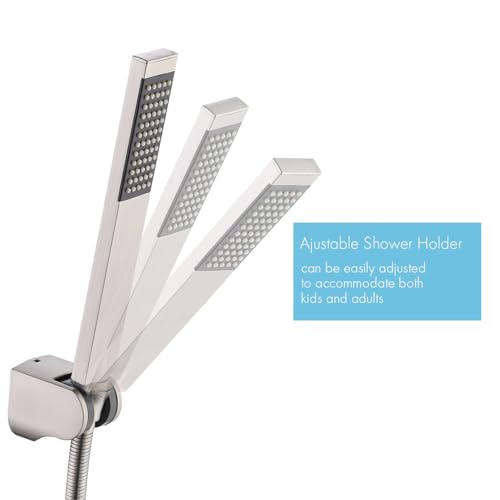 KES Brass Handheld Shower Head with 1.5-Meter Long Hose and Holder Bracket Replacement Showerhead for Bathroom Showering System Contemporary Square Style, Brushed Nickel, LP135-BN by KES - Image 4