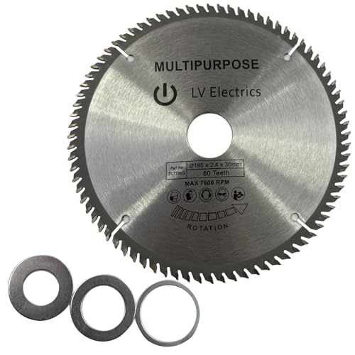 Hunricho Hoja de sierra de aleación dura, 185 x 2,4 x 30 mm, para trabajos de madera/corte de plástico, adecuada para sierras circulares/sierras de mesa (185 x 2,4 x 30 mm)