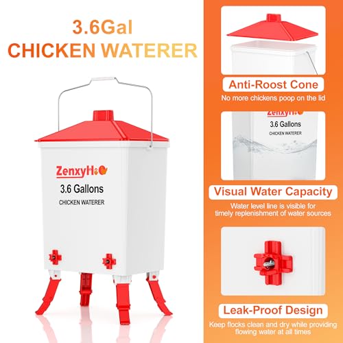 3.6 Gal Chicken Waterer with 4 Water Nipples - 3 Height Adjustable by ZenxyHoC - Image 4