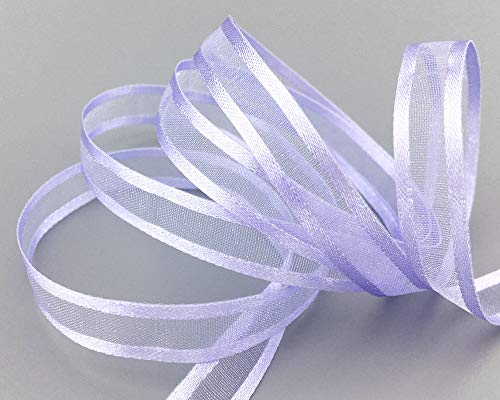 finemark 50 m x 10 mm Chiffon Ribbon with Satin Edge Lilac (82) Chiffon Decorative Ribbon Gift Ribbon Semi-Transparent Shiny Wireless Organza - Image 2