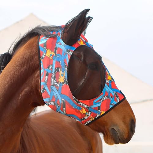 Harrison Howard Super Comfort Stretchy Fitting Horse Fly Mask with UV Protection Soft on Skin with Breathability Knitted Printing Large by Harrison Howard - Used condition - Image 6