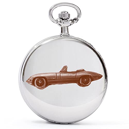 Montre gousset à quartz homme voiture de sport type E roadster boîtier argenté ref102