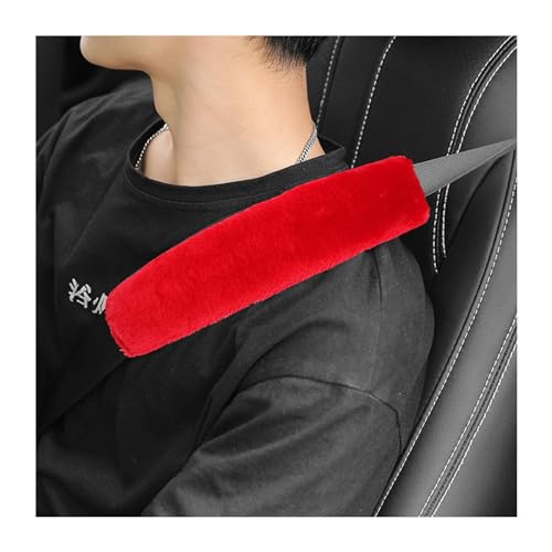 2 Packs Car Seatbelt Covers Shoulder Pad, Universal Soft Faux Sheepskin Shoulder Cover for Comfortable Driving, Fluffy Seat Belt Protector Help to Protect Your Neck and Shoulder (Red)