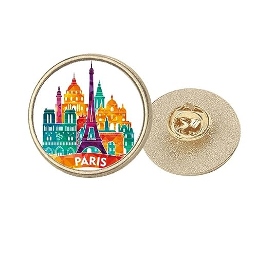 Broche Tour Eiffel et Château Paris en métal doré, taille M pour costume et veste