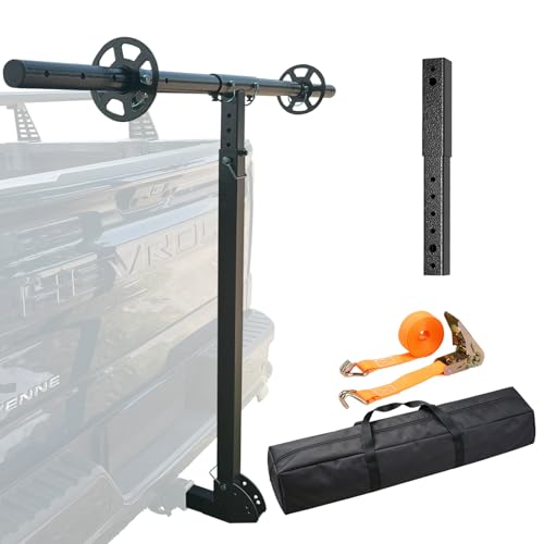 KOKSHELY Truck Bed Extender Hitch Mount | Adjustable 4-Position Hitch Extender, Bed Extenders for Trucks & SUV, Ideal for Kayaks, Ladders, Lumber & Oversized Cargo, Reflective Tape