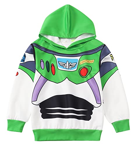 Marendyee Disfraz de Buzz Lightyear de manga larga con capucha para niños, sudadera con estampado 3D, Halloween, Navidad, fiesta de cumpleaños, cosplay, disfraces de 7-8 años Cover