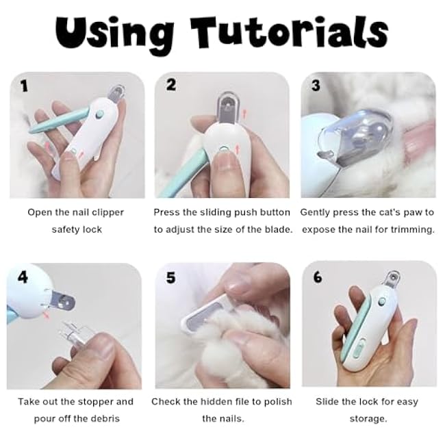 Wanheart Cat Nail Clipper with Adjustable Round Hole & Hidden File ¨C Safe Cat Nail Trimmer with Clipping Debris Storage | Grooming Tool for Kittens, Cats & Small Pets (Blue)-gzmKTcCx