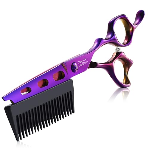 JASON Hair Cutting Scissors Shears- 6" 2 in 1 With Detachable Comb Purple