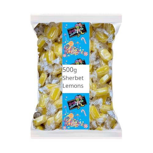 1.1 lb (500g) Sherbet Lemons – Classic British Candy – Imported from the UK – Tangy Lemon Hard Candy with Fizzy Sherbet Center – Packed by Krazy Kandi