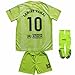 CEKFAX 2024/2025 Barca Third #10 Lamine Yamal Football Soccer Kids Jersey Shorts Socks Set Youth Sizes (Green,28)