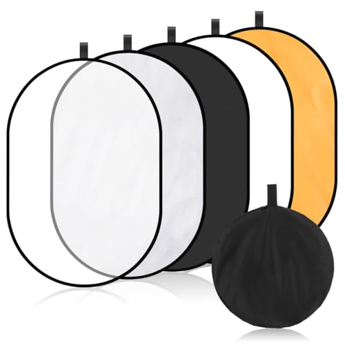 OSALADI Réflecteur Photo Pliable 5 en 1 90X60Cm Réflecteur De Lumière Double Face en Nylon pour Contrôle Et Diffusion De Lumière en Studio Et Plein Air Accessoire Photographie Portable
