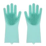 Dabeigouzxist gummihandschuhe, Silikon Geschirrspülhandschuhe Haushaltsküche blau grün (15,5 * 34,5 cm) Multifunktionale dauerhafte Dicke Hausarbeit Handschuhe
