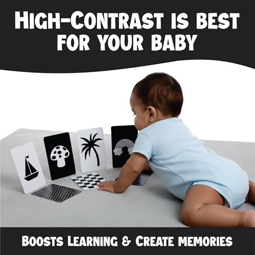 Image of High Contrast Baby Flash Cards, 36 Black and White Visual Stimulation Cards, for Newborns 0-12 Months, Tummy Time Development, Early Learning