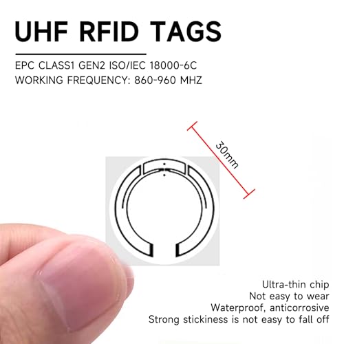 YANZEO 100 peças de etiqueta RFID UHF 860-960MHZ de longo alcance para gerenciamento de ativos de ar