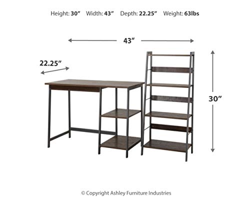 Signature Design By Ashley Soho Urban Industrial 43" Home Office Desk With 4 Shelf Bookcase, Dark Brown #TOP3
