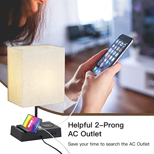 Yunhong Bedside Lamp Set Of 2,Wireless Charger Table Lamp With Usb A+C Ports And Ac Outlet,3 Way Dimmable Touch Nightstand Lamps For Bedroom And Living Room (Led Bulbs Included) #TOP5