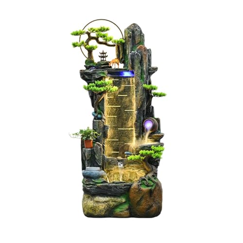 Jingzai202405 Indoor Floor Fountain Ockery Running Water Fountain, Circulating Water Fish Pond Decoration Attracting Wealth Floor Ornaments Suitable for Office Courtyard Living Room Water Fountain