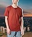 Demucy Mens Henley Shirts Short Sleeve Cotton Basic T-Shirts Classic Fashion Casual Shirt Brick RED/Charcoal S