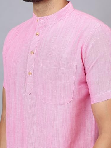 Image of LATEST CHIKAN Men's Cotton Regular Casual Strped Short Kurta Half Sleeves - (SK-LJ.DS.AS)