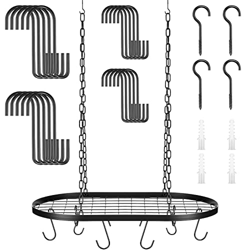 20 Inch Pots And Pans Organizer Hanging Pot Rack Pot And Pan Organizer With 20 S Hooks For Home, Restaurant, Kitchen Cookware, Utensils, Books, Household (Black) #TOP1