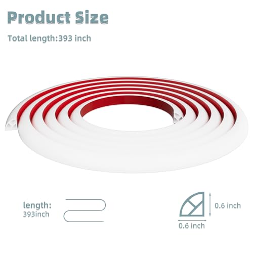 Flexible Quarter Round Molding,196 Inch Silicone Molding Trim Peel and Stick Baseboard Wall Trim,Self Adhesive Shoe Molding for Floor Edge Caulk Strip,Wall Edge,Corner,Stair Edge,Countertop by Conwang - Image 2