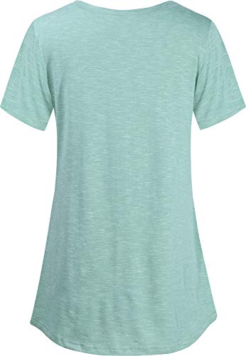Summer Nurse Shirt, Quinee Women Crew Neck Boutique Clothing Trendy Blouse For Juniors Button Side Maternity Breastfeeding Tunic Pregnancy Tops Flowing Hem Office Wear Mint Green Xl #TOP2