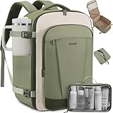 LOVEVOOK 40L Travel Backpack for Women & Men, Airline Approved Carry On Backpack, TSA Personal Item Bag fits 17.3 Inch Laptop, Waterproof Weekender Overnight Bags Suitcase for Work, Light Green