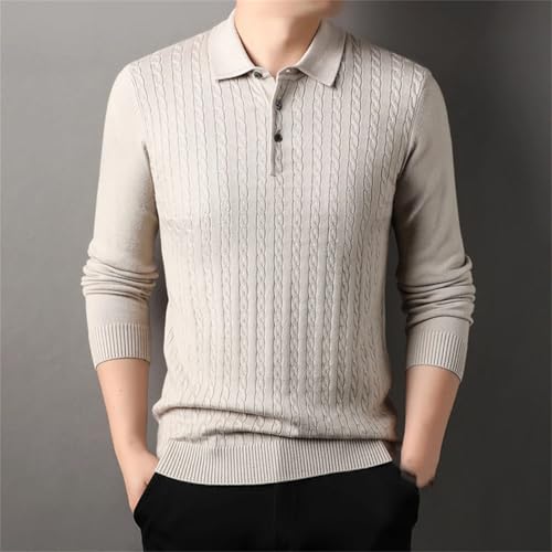 Yeuyyben Men's Long Sleeved Sweater Soft Thickened Lapel Knitting Men's Autumn Winter Pullover Sweater3