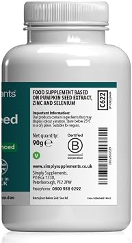 Pumpkin Seed 2000mg with Zinc & Selenium | 180 Capsules | 6 Months' Supply