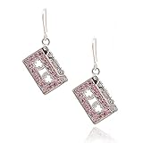 chelseachicNYC High GlossRetro Crystal Cassette Tape Earrings (Silver Pink)