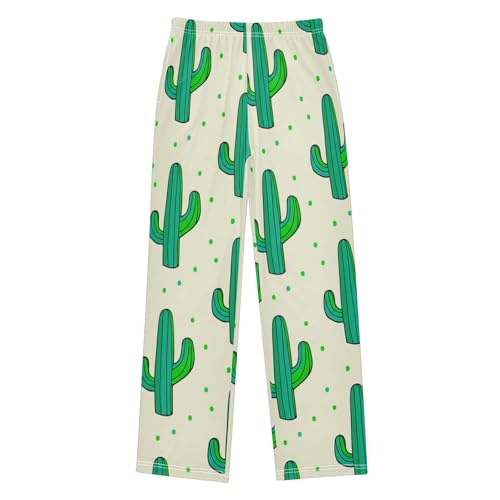 J JOYSAY Cactus Polka Dot Lightyellow Pajamas Pants Soft Long Pajama Bottoms Lounge Sleep Pants Size S-XL