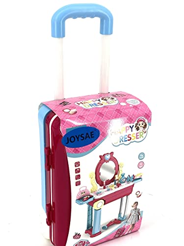 Joysae 2 In 1 Kids Suitcase Playset, Beauty Vanity Or Kitchen Playset, Kids Pretended Playset Comes With Light And Sound, Various Accessories, Best Gift For Kids #TOP3
