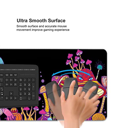 Cute Mushroom Large Mouse Pads For Desk，Xl Extended Keyboard Pad For Women With Stitched Edge, Non-Slip Big Long Full Desk Mousepad Gaming For Computer Table Mat For Office Decor (Black, 11.8 X 31.5N) #TOP4