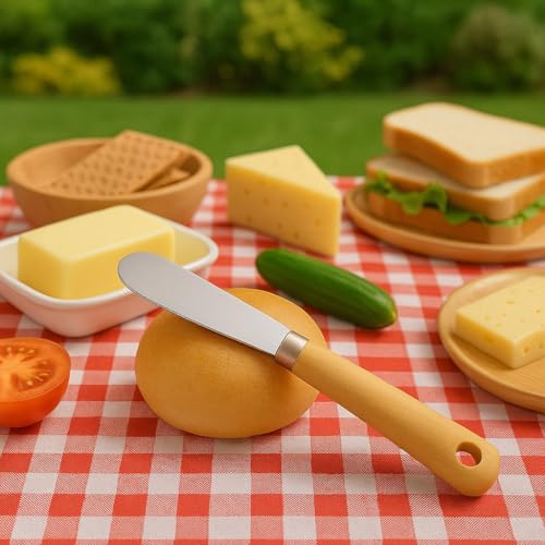 LacusMare Butter Knives Set of 2, Wood Handle, Durable Stainless Steel Blade, Butter Knife for Smooth Spreading Butter Cream Cheese Jam, Ideal for Bagels, Sandwiches, Butter Knife Spreader 7.5 Inches by LacusMare - Image 5