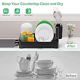 Beizkna Dish Drainer Rack Stainless Steel Dish Drying Rack Kitchen with Drip Tray Space-Saving Draining Board Rack for Counter Sink with Cutlery Holder for Utensil Washing Up, Black 15.7''L x 12''W - Image 6