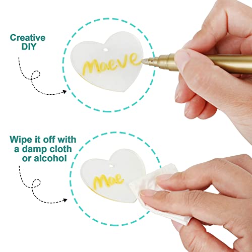 Makalone 36Pcs Diy Acrylic Wine Glass Charms With 1 Gold Marker Pen Heart Shaped Drink Markers Clear Wine Glass Name Tags For Valentine's Day Stem Glasses Wedding Wine Tasting Party Favors #TOP3