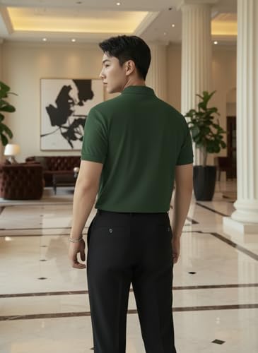 Image of MACK JONNEY Men's Solid Polo T-Shirt | Premium Cotton Blend | Regular Fit | Short Sleeve | Collared Casual Wear|Pack of 2 -MJ-157