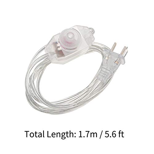 Uxcell Rotary Cord Switch Ac 250V Slide Control Lamp Dimmer 100-Watt With 5.6-Feet Power Cord Type A Plug Clear #TOP1