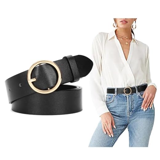 SUOSDEY Women Leather Belts Black Belt Women PU Leather Waist Belt with O-Ring Buckle Women Vintage Retro Belts for Jeans Dress Pants,black,25-29