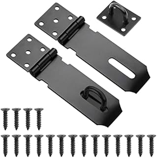 Padlock Hasp, 2 Pack 5 Inch Stainless Steel Heavy Duty Hasp and Staple Door Locks Gate Clasp Security Hasp with Screws, for Windows Cabinet Shed Garage Bedroom Door Lock(Black)