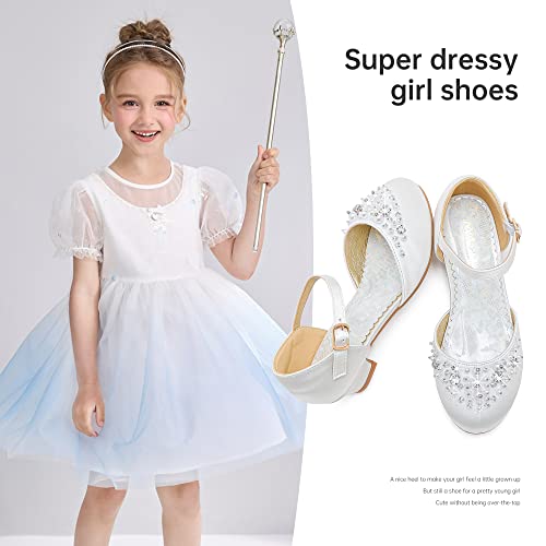 Motasha Girl Sandals Princess Wedding Shoes Size 1 White Flower Girl Closed Toe Low Heel Party Shoes For Toddler Little Kid Big Kid(M7802Pearlwhite1) #TOP5